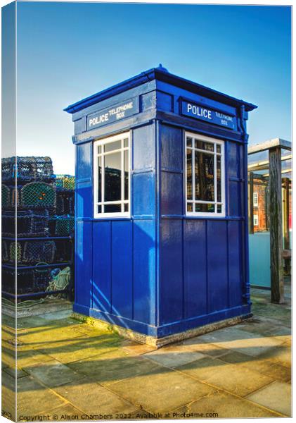 Scarborough Police Telephone Box, North Yorkshire  Canvas Print by Alison Chambers