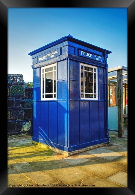 Scarborough Police Telephone Box, North Yorkshire  Framed Print by Alison Chambers