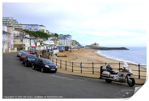 Ventnor seafront and beach, Isle of Wight, UK. Print by john hill