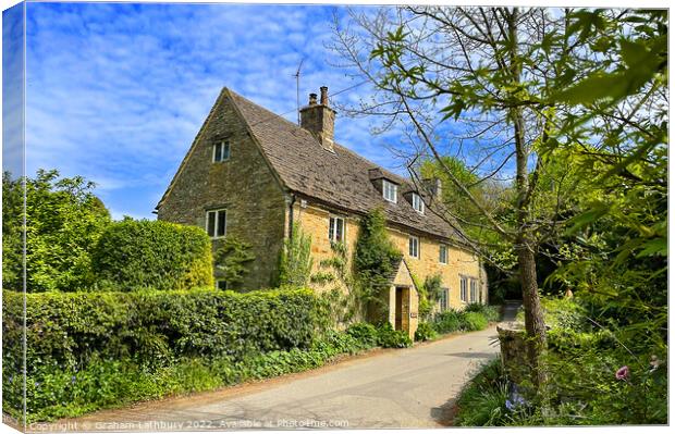 Cotswold Cottage, Wortley Canvas Print by Graham Lathbury