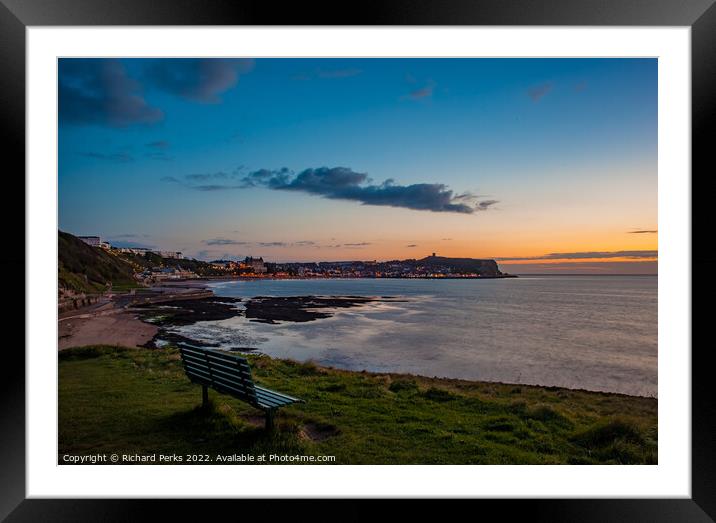 Watching the sunrise over Scarborough Framed Mounted Print by Richard Perks
