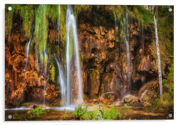 Waterfall In Plitvice Lakes National Park In Croatia Acrylic by Artur Bogacki