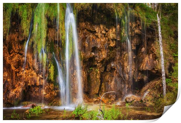 Waterfall In Plitvice Lakes National Park In Croatia Print by Artur Bogacki