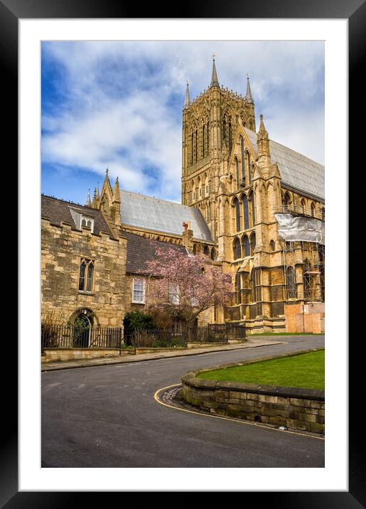 Winding Road To Lincoln Cathedral In England Framed Mounted Print by Artur Bogacki