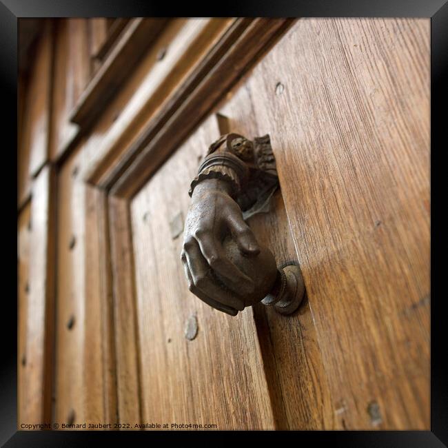 Hand-shaped doorknob Framed Print by Bernard Jaubert