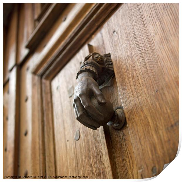 Hand-shaped doorknob Print by Bernard Jaubert