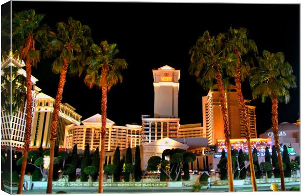 The Majestic Caesars Palace at Night Canvas Print by Andy Evans Photos