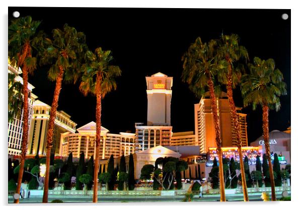 The Majestic Caesars Palace at Night Acrylic by Andy Evans Photos