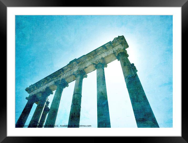 Columns under a blue sky. Roma Framed Mounted Print by Bernard Jaubert