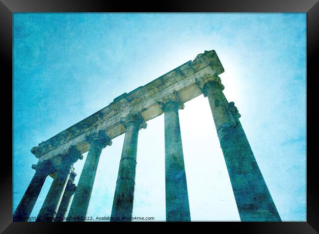 Columns under a blue sky. Roma Framed Print by Bernard Jaubert