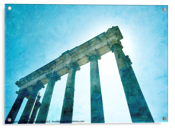 Columns under a blue sky. Roma Acrylic by Bernard Jaubert