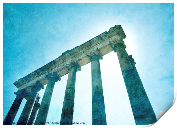 Columns under a blue sky. Roma Print by Bernard Jaubert