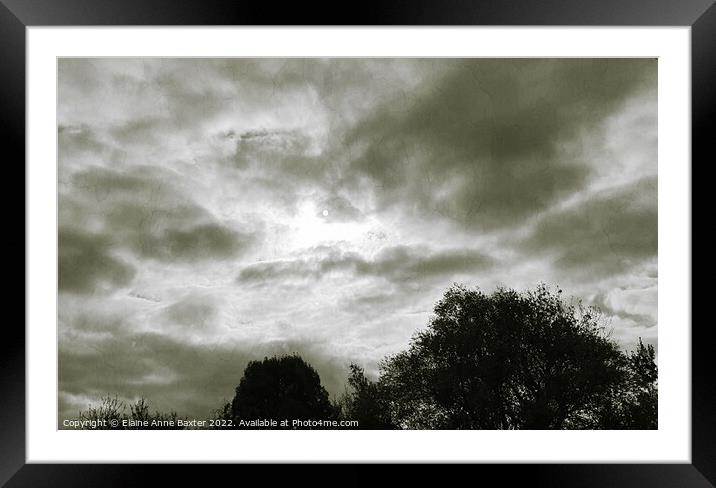 Atmospheric Sunlit Sky Framed Mounted Print by Elaine Anne Baxter