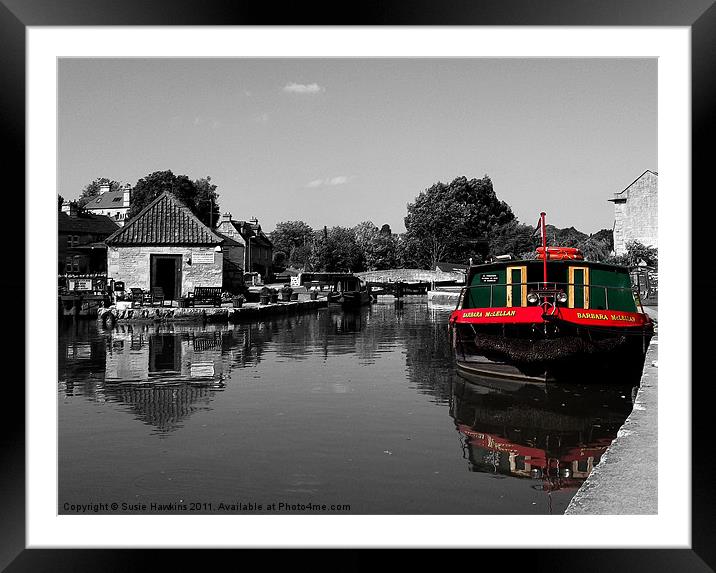 Kennet Canal boat- Bradford Wharf Framed Mounted Print by Susie Hawkins