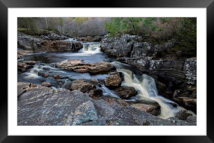 Black Water Falls Framed Mounted Print by Leighton Collins