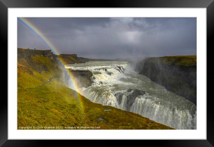 Gullfoss rainbow Framed Mounted Print by Chris Drabble