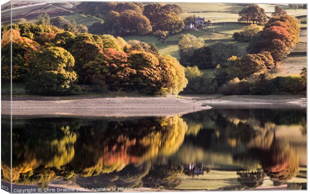 Ladybower Reservoir reflections Canvas Print by Chris Drabble