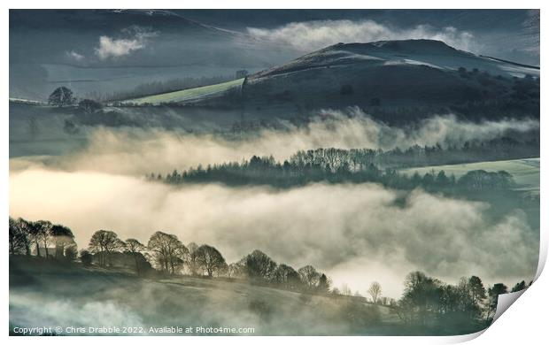 Morning mist in the Derwent Valley Print by Chris Drabble