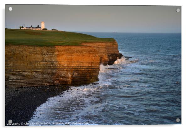 Nash Point and Lighthouse at sunset Acrylic by Chris Drabble