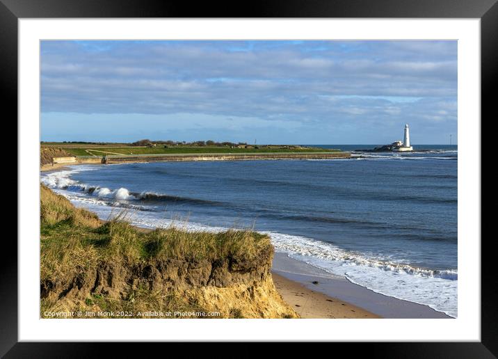 St Mary's Lighthouse from Whitley Bay Framed Mounted Print by Jim Monk