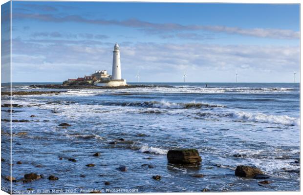 St Mary's Lighthouse, Tyne and Wear Canvas Print by Jim Monk