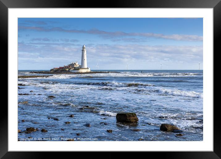 St Mary's Lighthouse, Tyne and Wear Framed Mounted Print by Jim Monk