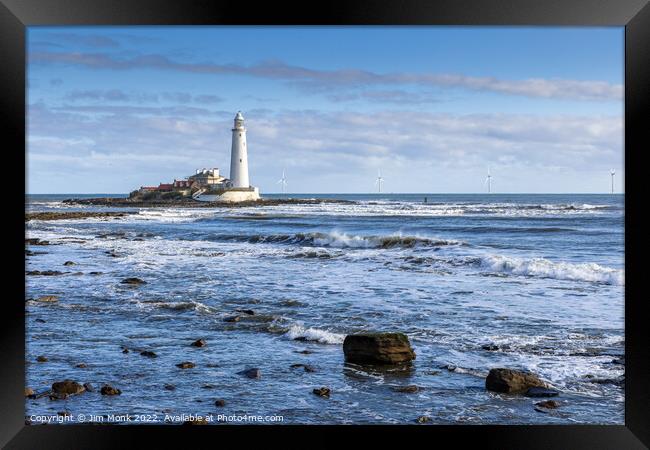 St Mary's Lighthouse, Tyne and Wear Framed Print by Jim Monk