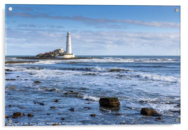 St Mary's Lighthouse, Tyne and Wear Acrylic by Jim Monk