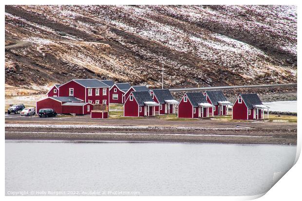 Eskifjorour, Iceland, most houses with red roofs mountains in the back ground,  Print by Holly Burgess