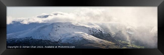 Clough Head and Thirlmere on a snowy day in the Lake District  Framed Print by Adrian Chan