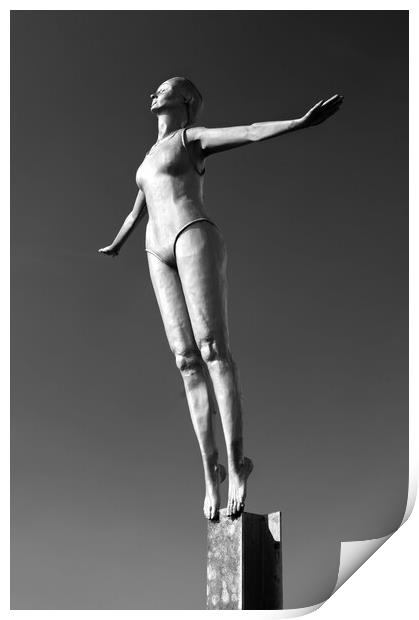 Diving Belle Statue, Scarborough, North Yorkshire Print by Darren Galpin