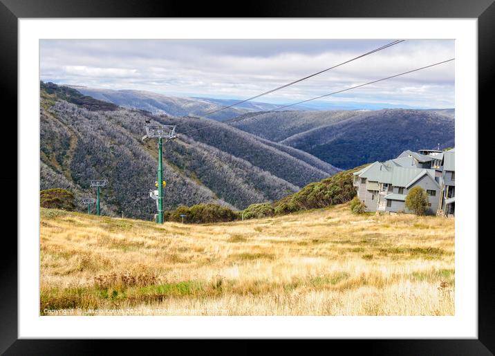 Chairlift - Hotham Heights Framed Mounted Print by Laszlo Konya