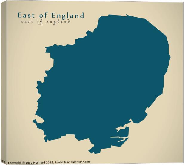 Modern Map - East of England UK design Canvas Print by Ingo Menhard
