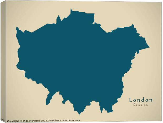 Modern Map - London UK design Canvas Print by Ingo Menhard