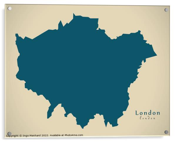Modern Map - London UK design Acrylic by Ingo Menhard