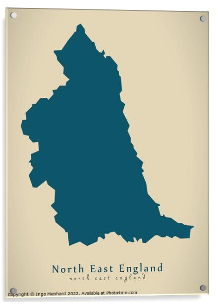 Modern Map - North East England UK design Acrylic by Ingo Menhard