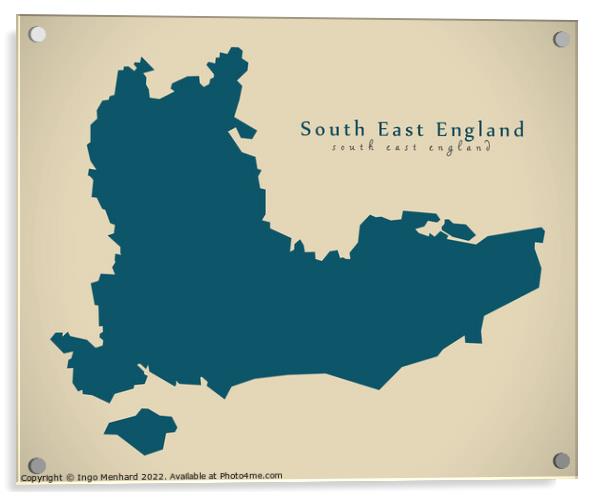 Modern Map - South East England UK design Acrylic by Ingo Menhard