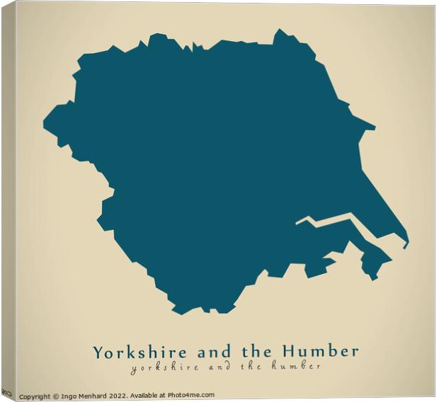 Modern Map - Yorkshire and the humber UK Canvas Print by Ingo Menhard