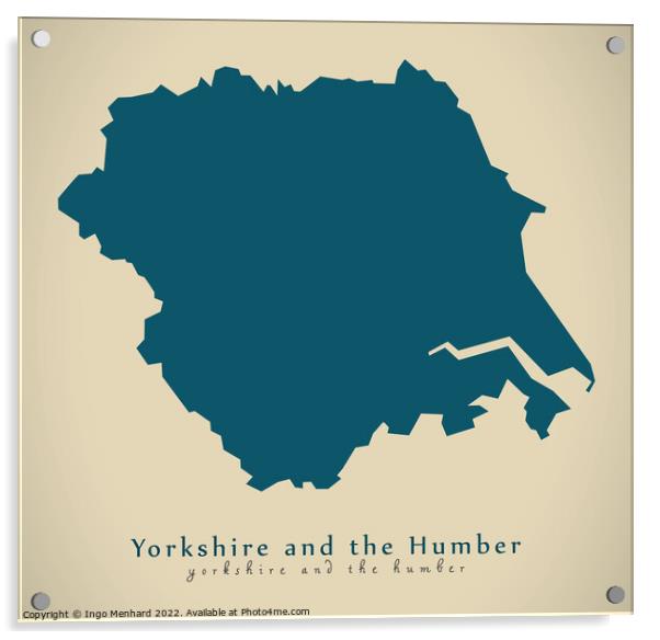 Modern Map - Yorkshire and the humber UK Acrylic by Ingo Menhard