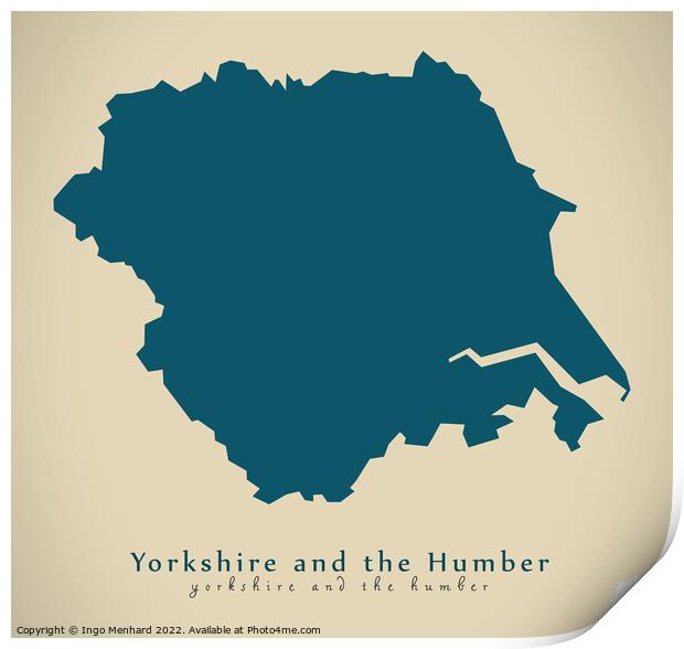 Modern Map - Yorkshire and the humber UK Print by Ingo Menhard