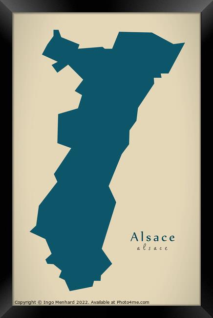 Modern Map - Alsace FR France Framed Print by Ingo Menhard