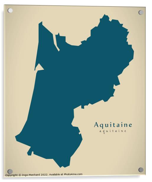 Modern Map - Aquitaine FR France Acrylic by Ingo Menhard