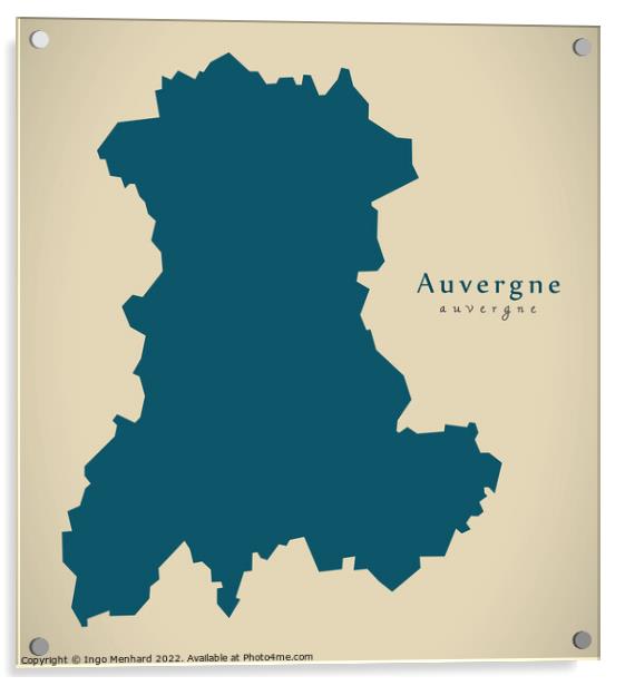 Modern Map - Auvergne FR France Acrylic by Ingo Menhard