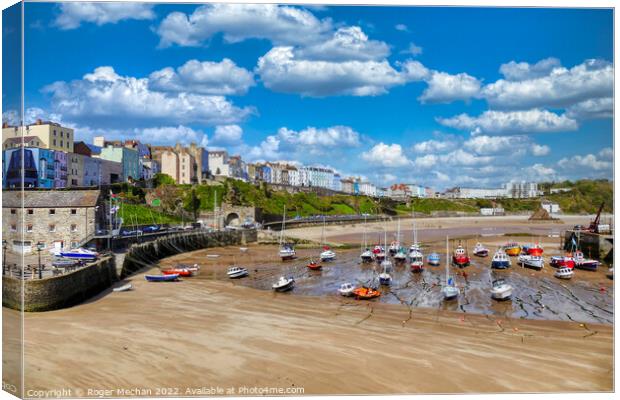 Colourful Tenby Beachscape Canvas Print by Roger Mechan