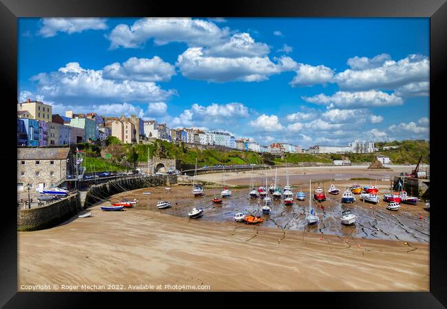 Colourful Tenby Beachscape Framed Print by Roger Mechan