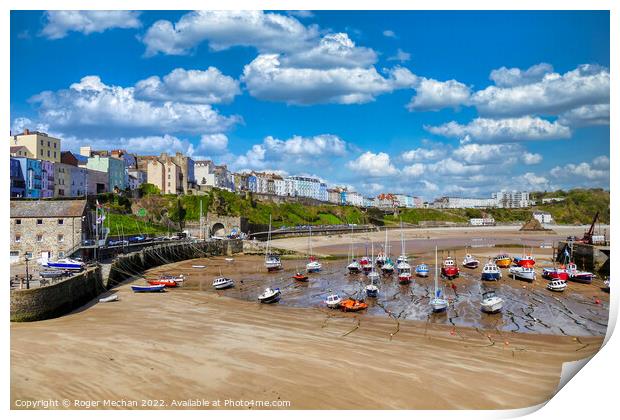Colourful Tenby Beachscape Print by Roger Mechan