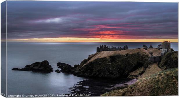 A Majestic Sunset over Dunnottar Castle Canvas Print by DAVID FRANCIS