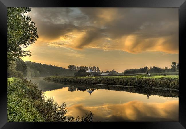 Sunrise Reflection in Durham River Wear Framed Print by Kevin Tate