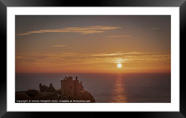 Dunnottar Castle Sunrise Dramatic and Ancient Fort Framed Mounted Print by DAVID FRANCIS