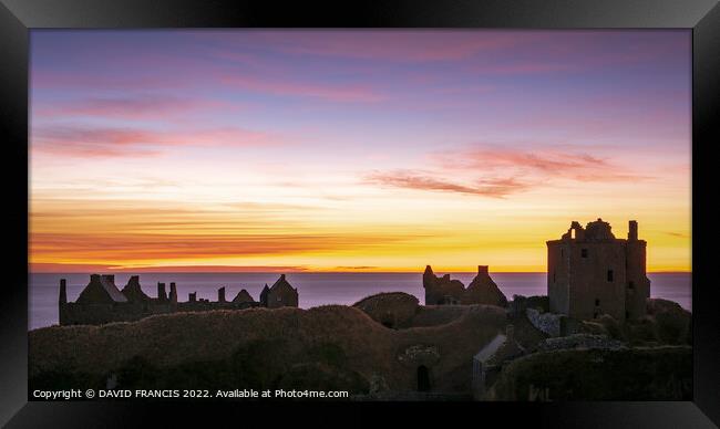 Ancient Castle Sunrise Framed Print by DAVID FRANCIS